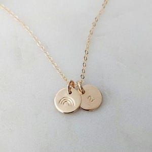 Rainbow Initial Necklace: Personalized Charm Jewelry, Sterling Silver or 14k Gold Filled