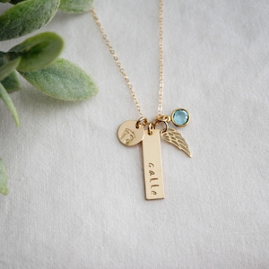 Personalized Infant Loss Necklace: Footprint, Angel Wing, Birthstone