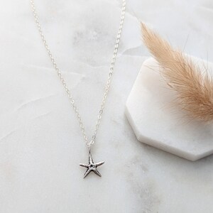 Tiny Starfish Necklace, Sterling Silver, Ocean Jewelry