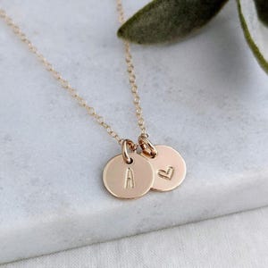 Personalized Initial Heart Necklace: Sterling Silver or 14k Gold Filled