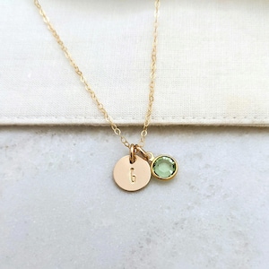Personalized Birthstone Necklace, Initial Charm, Gift for Moms, The Stamped Life