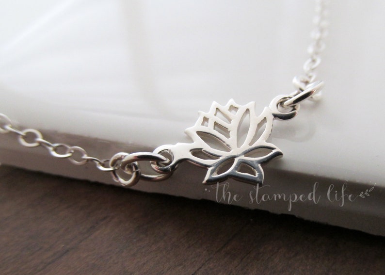 Charm Necklace Yoga Jewelry Lotus Flower Yoga Necklace Lotus Sterling Silver Necklace