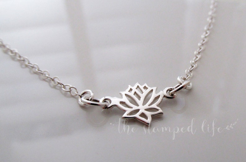 Charm Necklace Yoga Jewelry Lotus Flower Yoga Necklace Lotus Sterling Silver Necklace