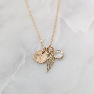 Infant Loss Necklace, Miscarriage Necklace, Miscarriage Gift, Angel Wing Necklace, Birthstone Jewelry image 2