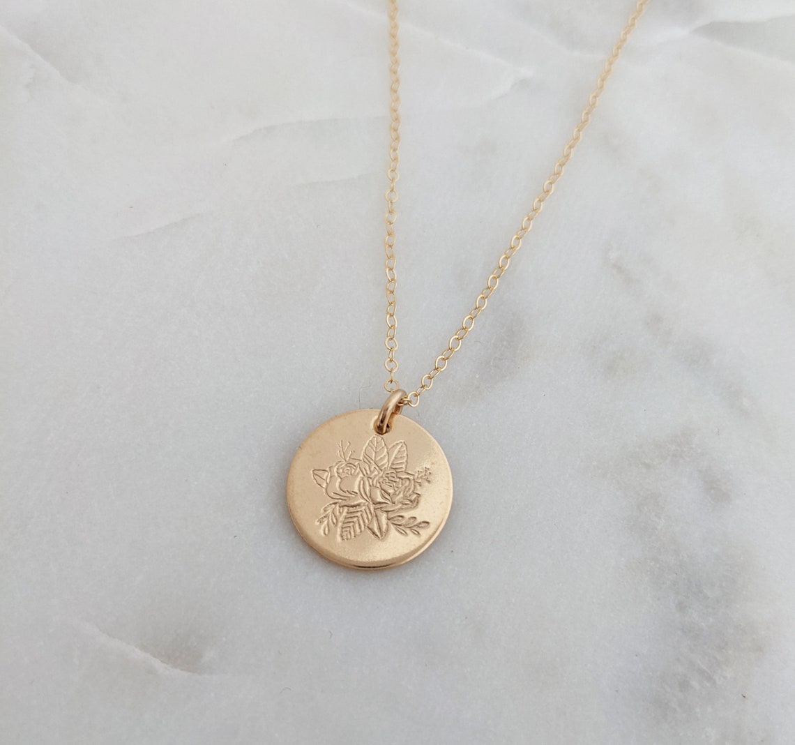 Rose Necklace June Birth Flower Necklace June Birthday Gift Etsy