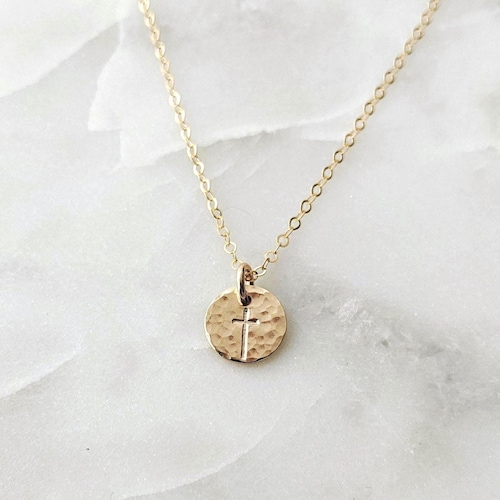 Collier croix en or, croix fine, argent sterling ou or 14 carats, bijoux minimalistes, la vie estampée