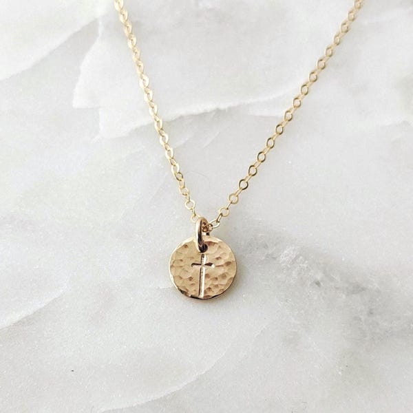 Gold Cross Necklace, Dainty Cross, Sterling Silver or 14k gold Filled, Minimal Jewelry, The Stamped Life