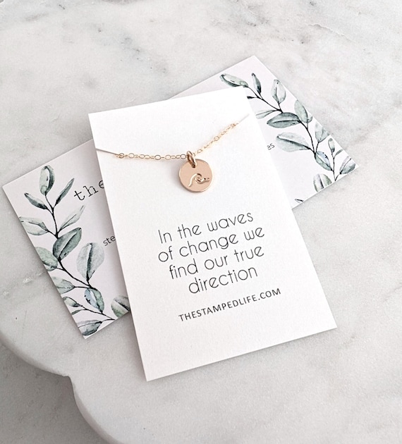 Graduation Gift, Tiny Disc Wave Necklace, Sterling Silver or 14k gold fill