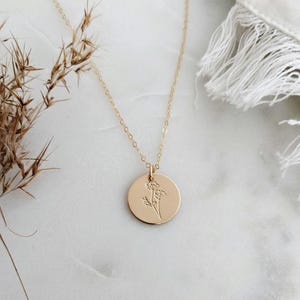 Poppy Necklace, August Birth Flower Necklace, Birth Month Flower Necklace, Gift for Her, The Stamped Life