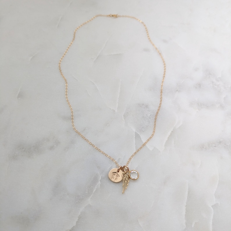 Infant Loss Necklace, Miscarriage Necklace, Miscarriage Gift, Angel Wing Necklace, Birthstone Jewelry image 3