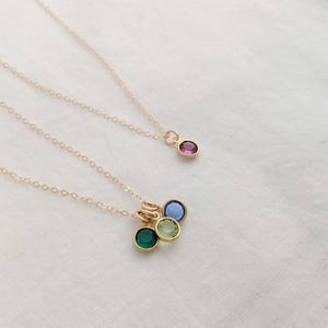 Zierliche Geburtsstein Kette: Gold oder Sterling Silber Anhänger, Geschenk für Mama Bild 3