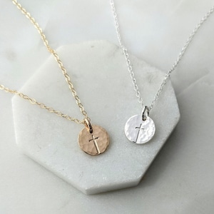 Tiny Silver Cross Necklace, Dainty Cross, Charm Necklace, Minimal Jewelry, Gold or Silver, The Stamped Life