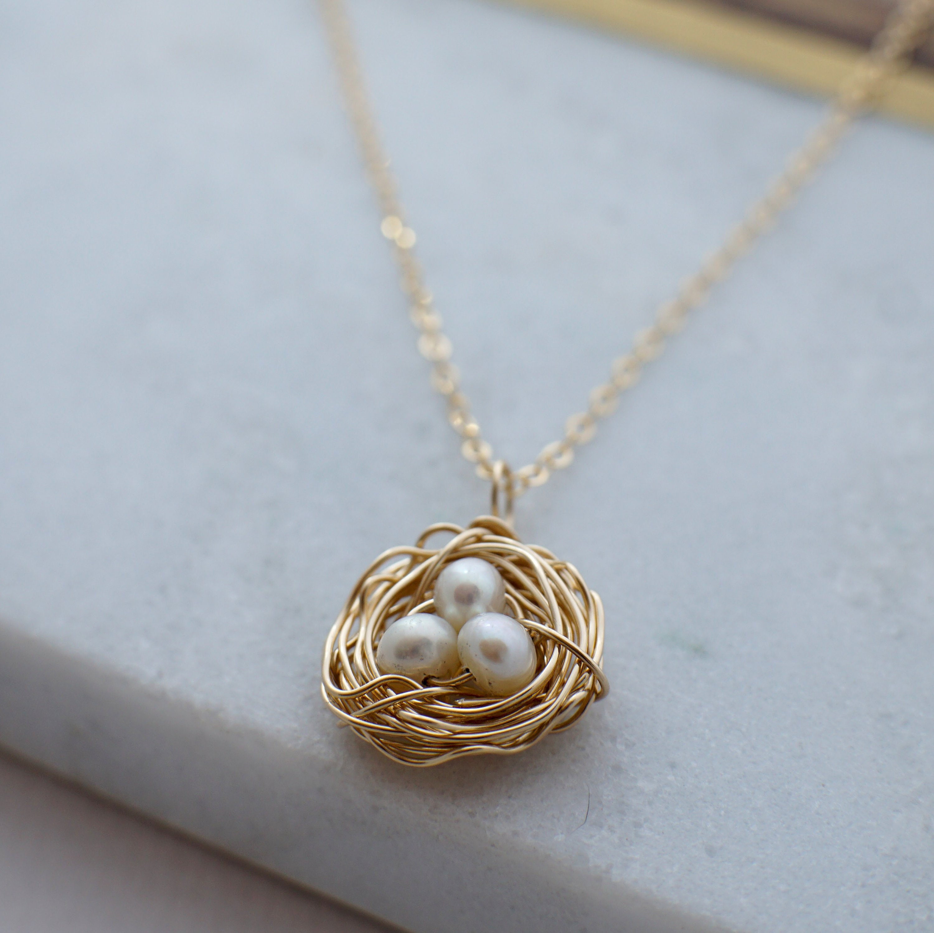 Gold Nest Necklace Mothers Day Gift Personalized Jewelry Gift For Gold Nest Necklace Mothers Day Gift Personalized Jewelry Gift For