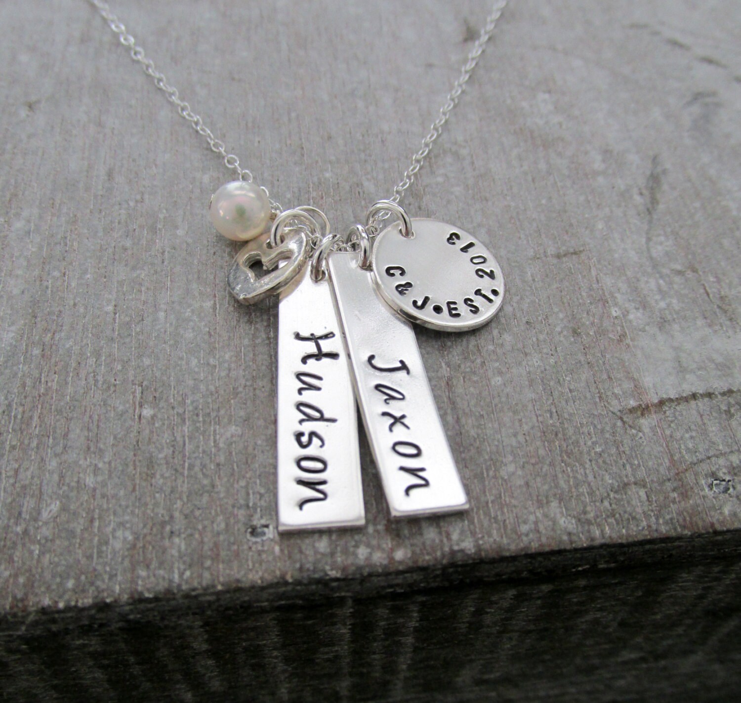 Personalized Necklace For Mom Sterling Silver Name Plate Silver Bar Charms Custom Name Necklace Personalized Necklace For Mom Sterling Silver Name Plate Silver Bar Charms Custom Name Necklace
