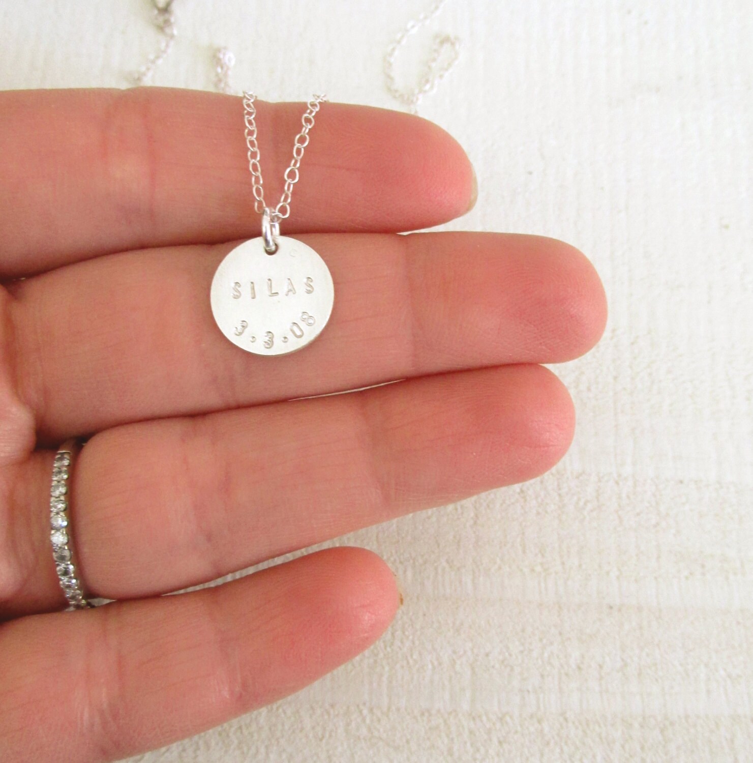 Name and Birthdate Necklace, Personalized Kids Name Necklace, Custom