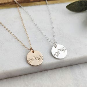 Gestempelde bergschijfketting: 14k gouden vulling of sterlingzilver