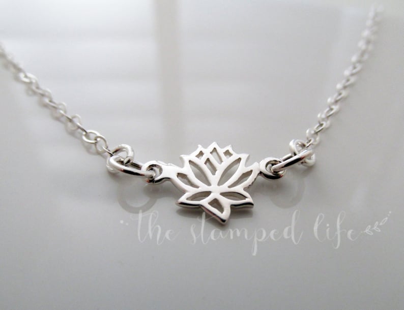 Charm Necklace Yoga Jewelry Lotus Flower Yoga Necklace Lotus Sterling Silver Necklace