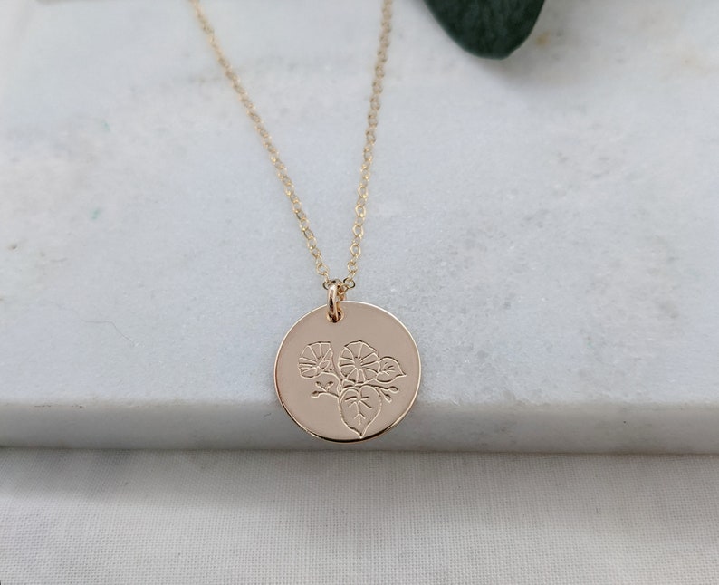 Morning Glory Necklace, September Birth Flower Necklace, Birth Month Flower Necklace, Gift for Her, The Stamped Life image 3