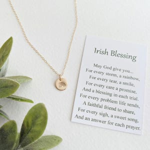 Irish Blessing Necklace: Sterling Silver or 14k Gold Filled Rainbow Charm