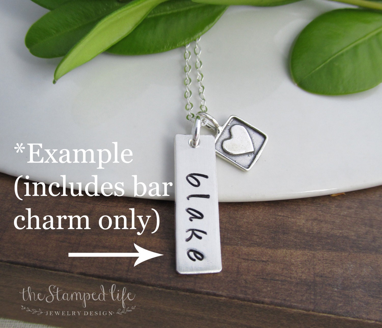 Name bar Add on Charm Hand stamped add on