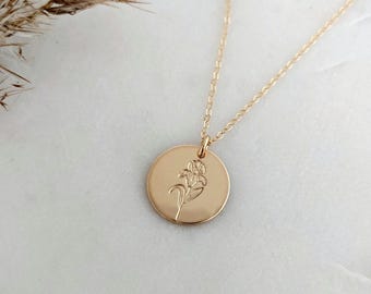 Violet Birth Flower Necklace: February Birthday Gift, Gold or Silver