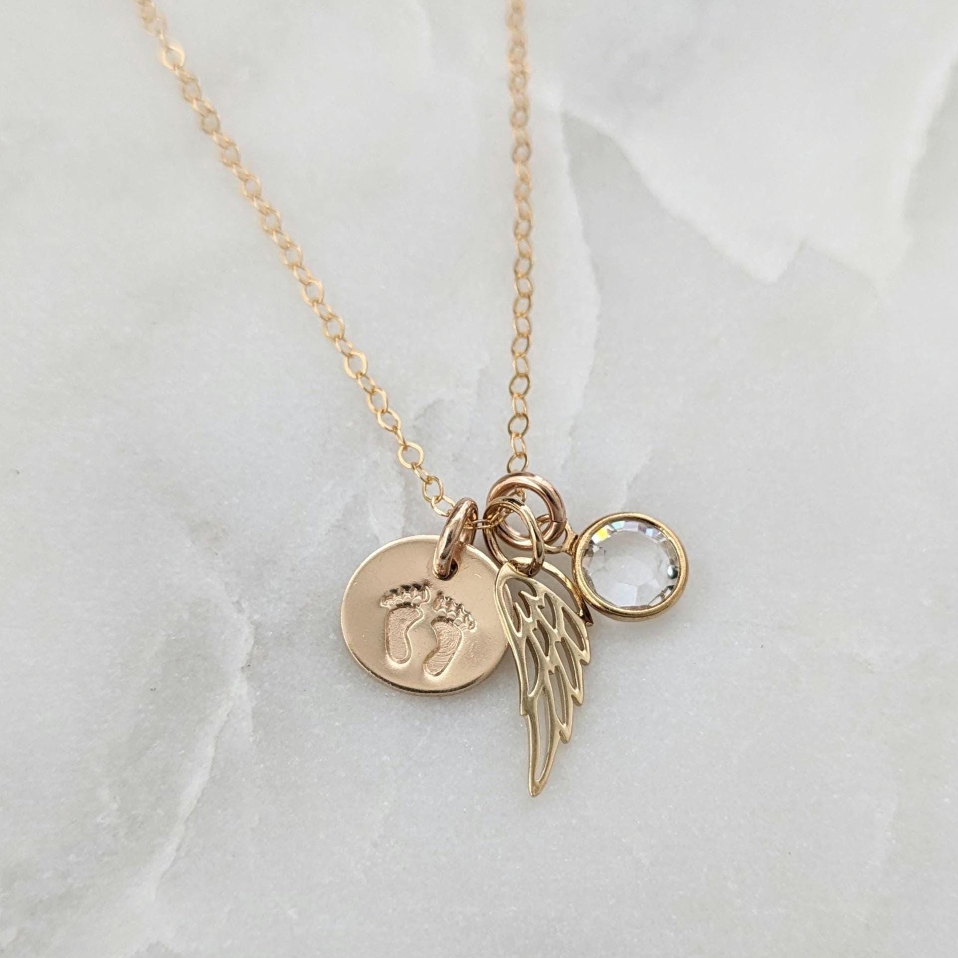 Angel Wing Necklace With Birthstone