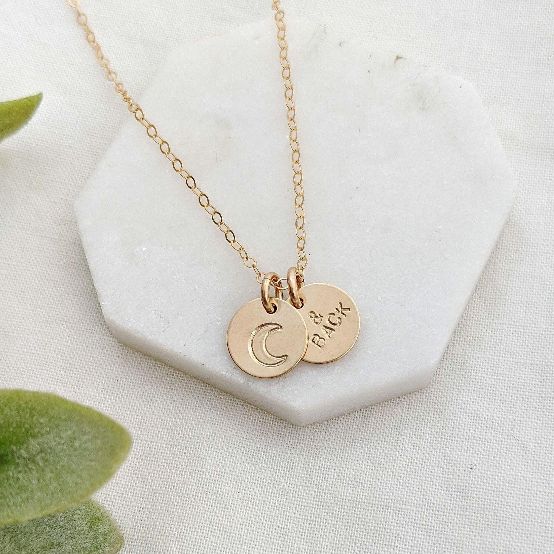 I Love You To The Moon and Back Necklace, Dainty Gold Necklace, Gift For Her, The Stamped Life