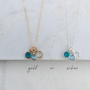 Zierliche Geburtsstein Kette: Gold oder Sterling Silber Anhänger, Geschenk für Mama Bild 2