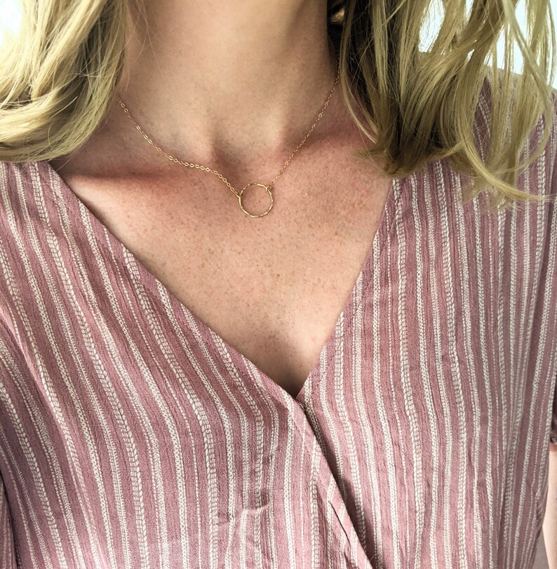 Gift Idea Gold Circle Necklace Minimal Necklace