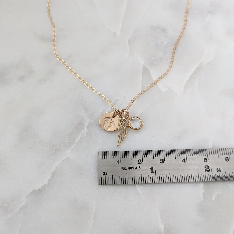 Infant Loss Necklace, Miscarriage Necklace, Miscarriage Gift, Angel Wing Necklace, Birthstone Jewelry image 4