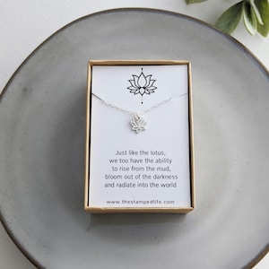 Sterling Silver Lotus Flower Necklace: Minimalist Yoga Jewelry