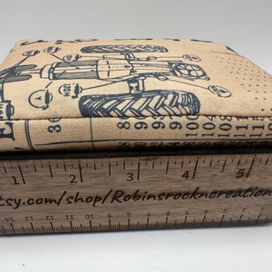 Vintage inspired yardstick pincushion. Large Sewing pin cushion with custom sewing pins 1950 tractor with the words farm girl some what image 8