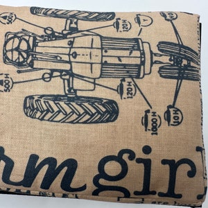 Vintage inspired yardstick pincushion. Large Sewing pin cushion with custom sewing pins 1950 tractor with the words farm girl some what image 6