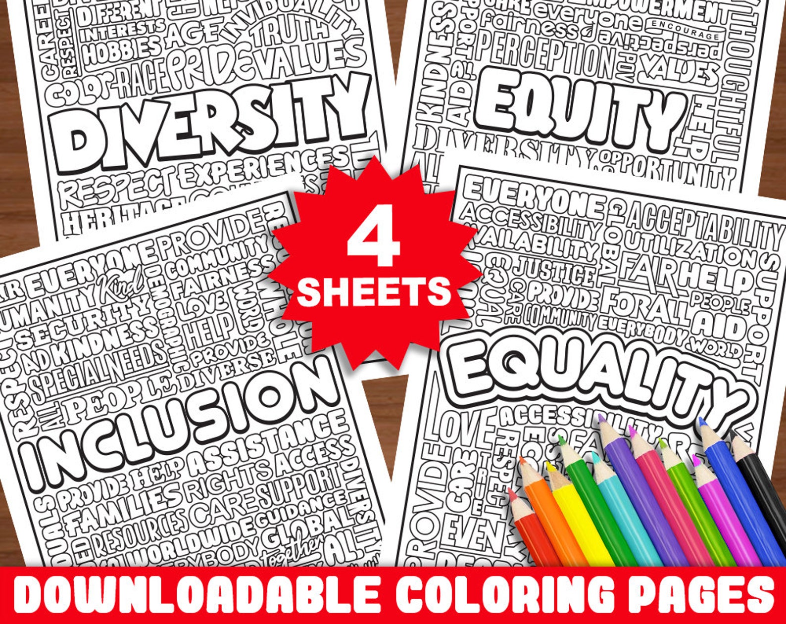 4 Equality Quote Coloring Pages