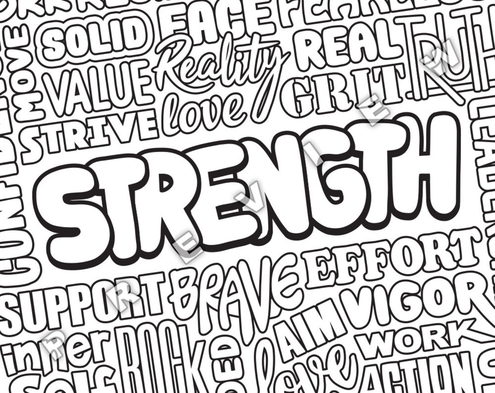 Downloadable STRENGTH Motivational Quote Coloring Page | Etsy