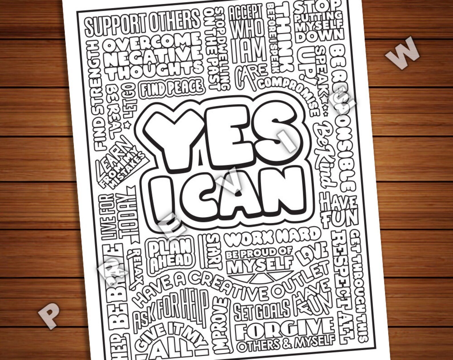 Downloadable YES I CAN Motivational Quote Coloring Page instant ...