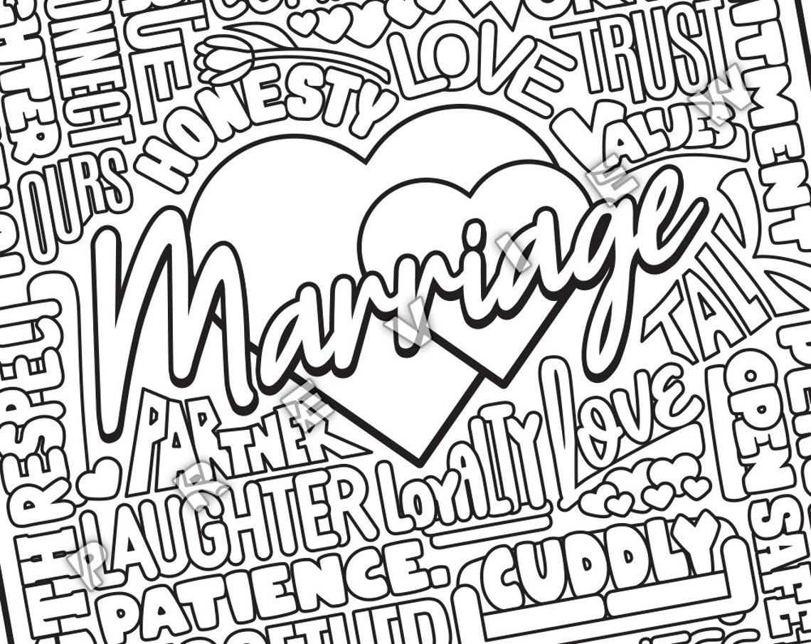 Downloadable MARRIAGE Motivational Quote Coloring Page | Etsy