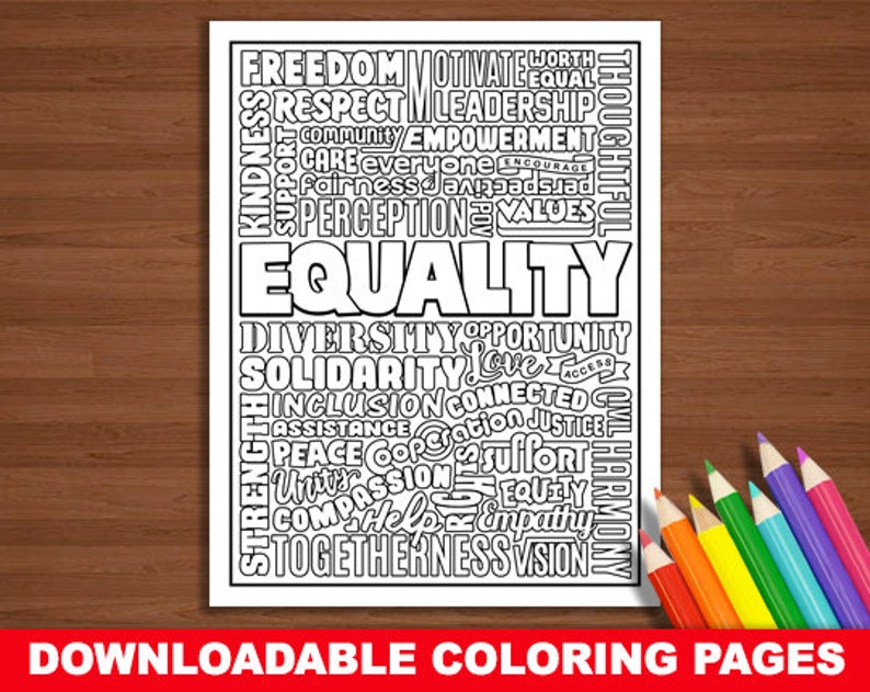 PDF EQUALITY Motivational Quote Coloring Page | Etsy