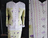 Vintage Floral Silk Suit: Aurora Ruffolo Christian Ruperto Style (S-M)