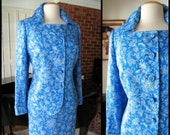 Vintage Donald Campbell Silk Suit: Blue Floral English Wedding Guest Outfit