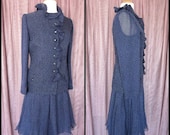 Vintage Polka Dot Silk Suit: Martha Palm Beach Designer Trapunto M-L