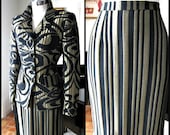 Vintage Mary McFadden Gold Brocade Suit: 80s Jacket & Skirt - Fits S