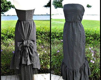 Couture Gown / Vintage couture gown / fits S / Vintage 50s Couture Gown / Black Strapless Gown / Palm Beach socialite