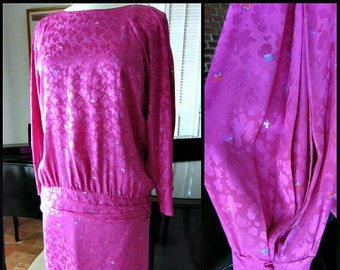 Vintage Hanae Mori Silk Dress Set: Butterfly Print, Size M