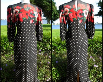 CHRISTIAN RUPERT Couturier / Christian Rupert Couture Gown / 80s Couture Gown / fits M / Couture Polka Dot Dress / Christian Rupert Dress