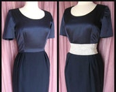 Vintage Bruce Oldfield Couture Dress: Navy Silk & Wool, Fits S