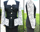 Vintage Guy Laroche Lace Suit: French Linen Skirt Set, Fits S