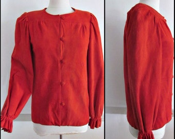 West Bay Suede jacket / Red Suede Jacket / Red Suede Shirt / Vintage Red Suede Jacket / fits S / 80s Suede Jacket