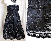 Vintage Bill Blass Sequin Little Black Dress - 1960s Couture