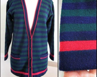 Weinberg Paris Sweater / Chester Weinberg Sweater / Vintage French Designer Sweater / Striped Cardigan Sweater / fits S-M / French Sweater